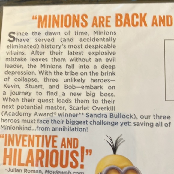 New unopened Bob Kevin Steward “Minions” DVD Serving Evil Since The Dawn Of Time - Picture 3 of 3